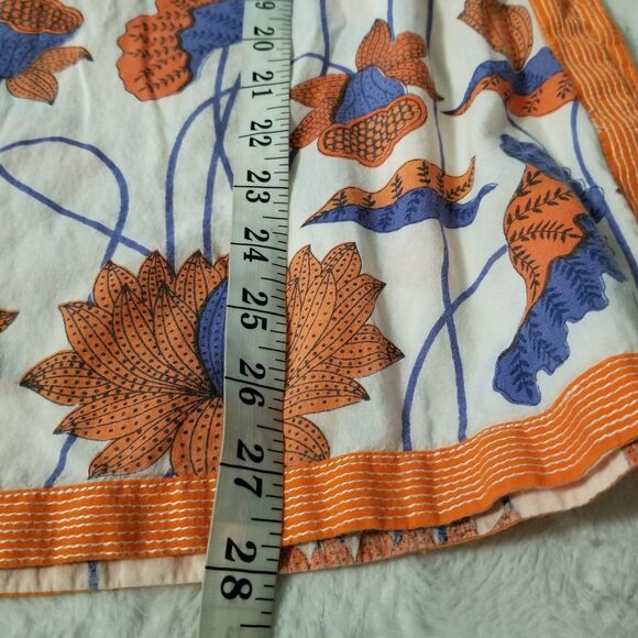 Gretchen Scott Floral Print Tunic Top Cotton White Blue Orange Size Small - Picture 8 of 8
